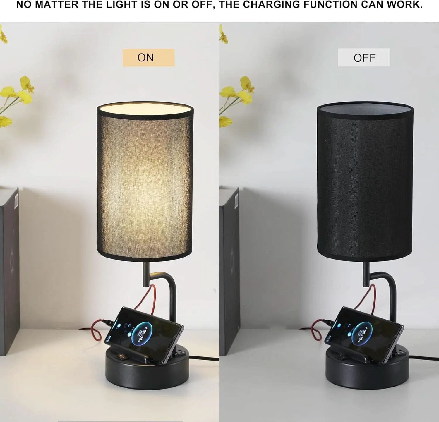 Table Lamp With 3 USB Ports And AC Outlet For Office from PriceLows™