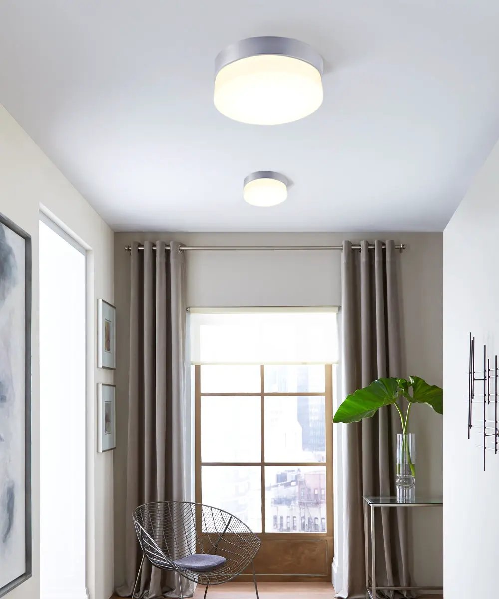 LED Flush Mount | 7 Inch Wide | 1 Light | Satin Silver Finish