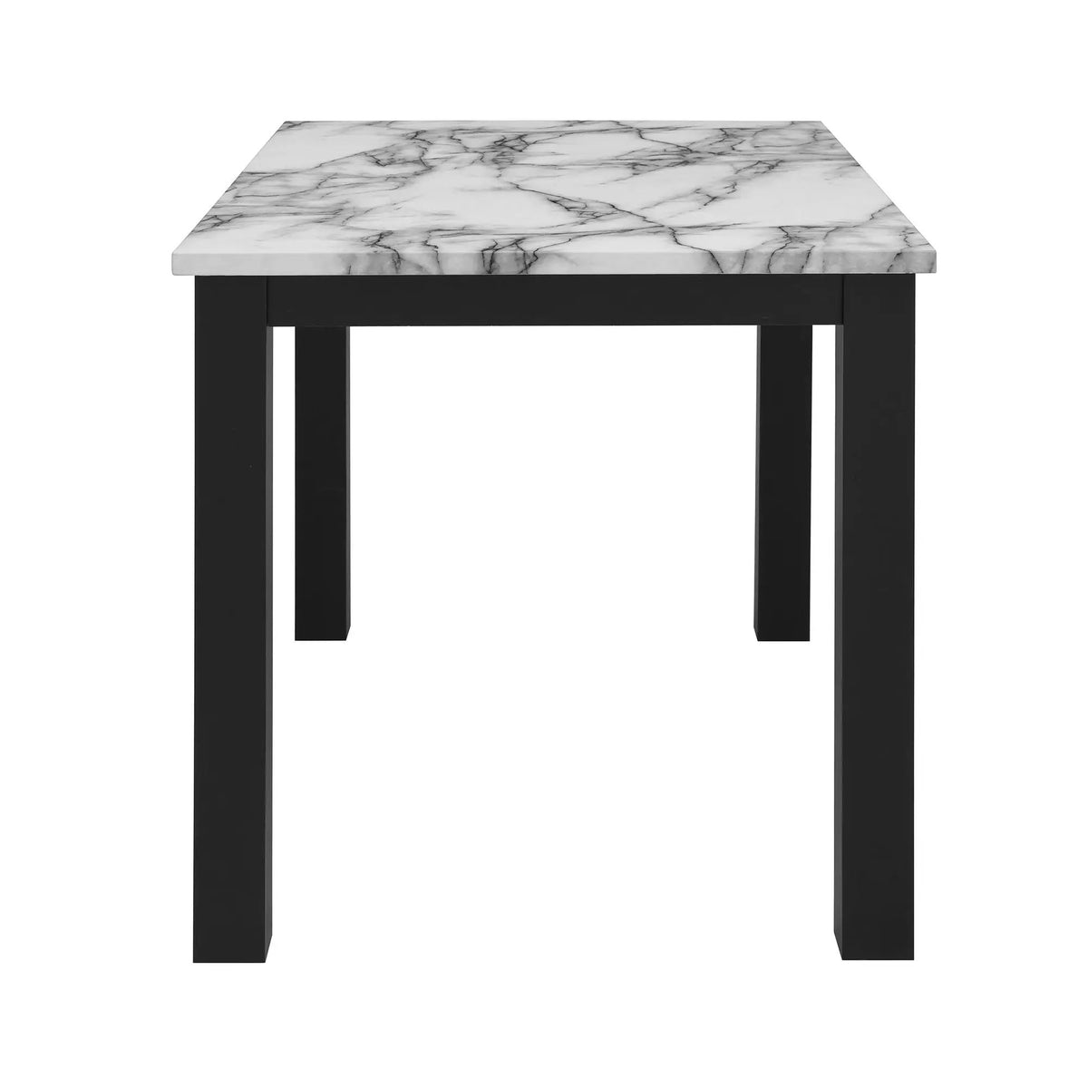 Sarang Dining Table And Chairs Set | Faux Marble Top | 4 Silver Chairs | Padded Seating