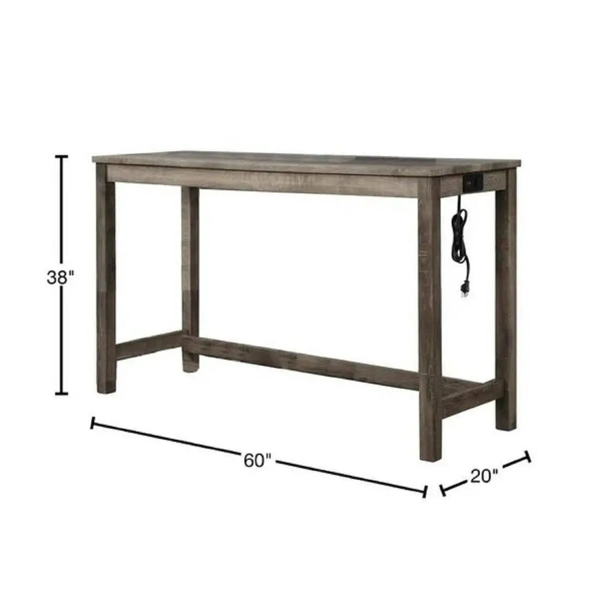3 Piece Counter Bar Set | Usb And Outlet | Tufted Upholstered Seats | Brown