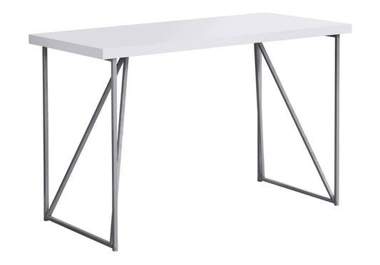 White Computer Desk | 47.25 Inch Width | Thick Panel Desktop | Home Office Laptop Use