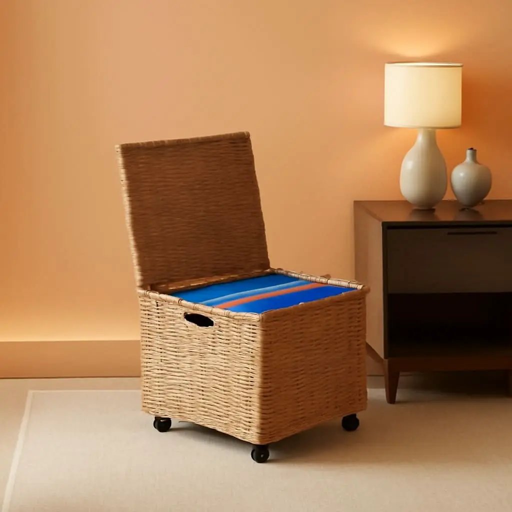 Rolling File Cabinet With Hanging Folders Natural Hyacinth from PriceLows™