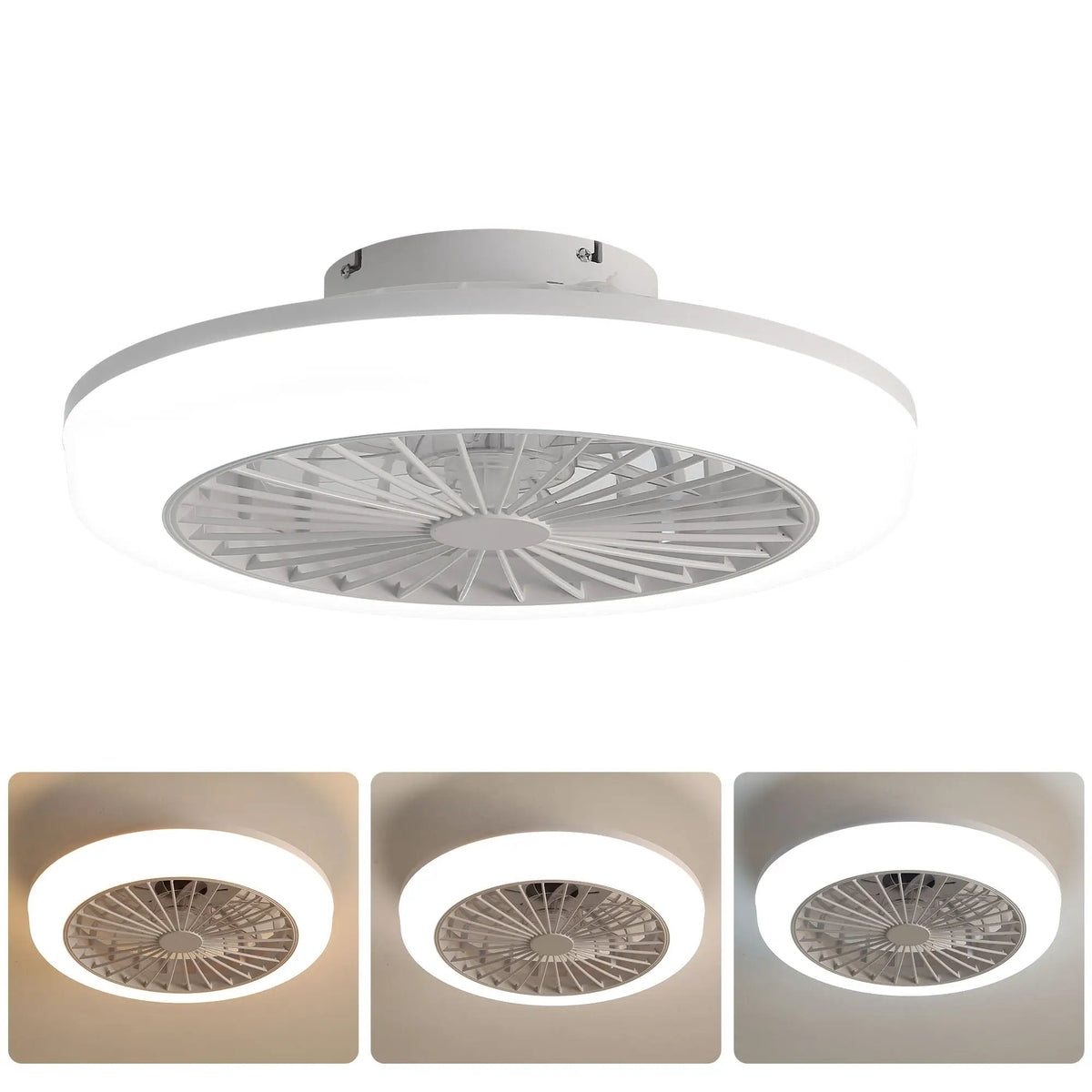Bladeless Ceiling Fan With Light | Remote Control | Reversible Motor | White