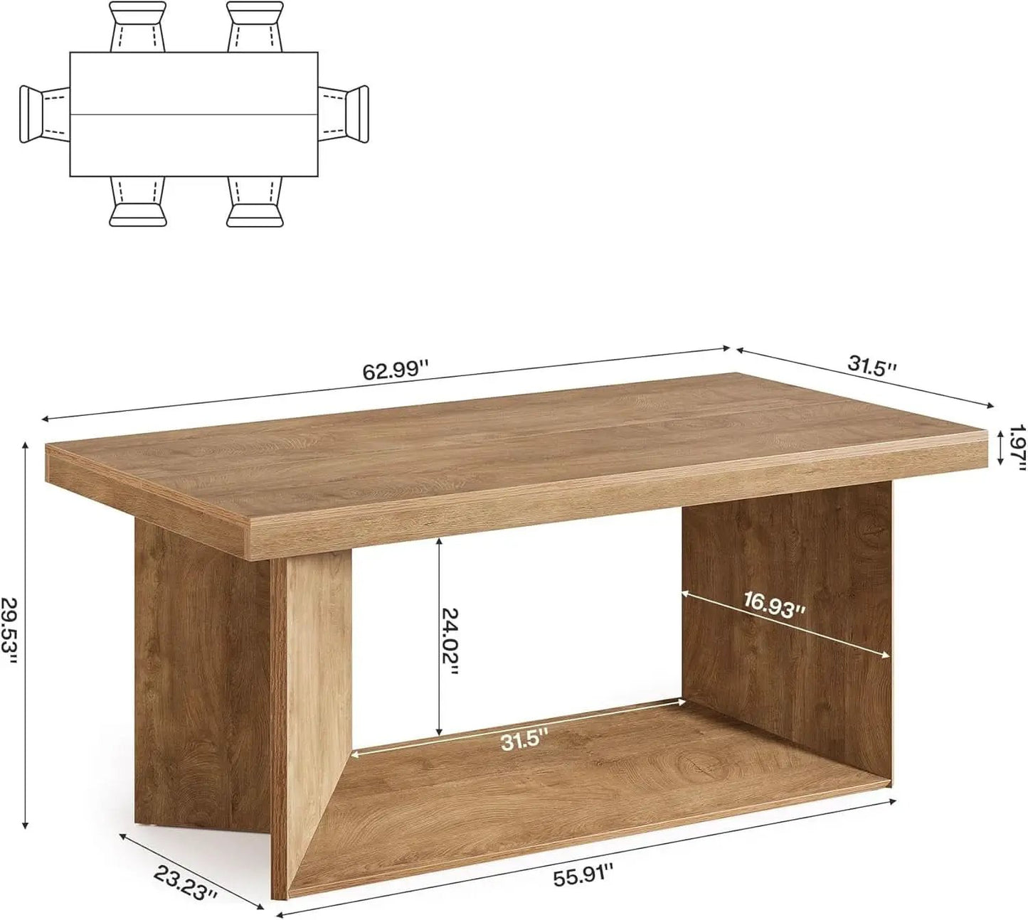 63 Inch Brown Farmhouse Dining Table Seats Four To Six from PriceLows™