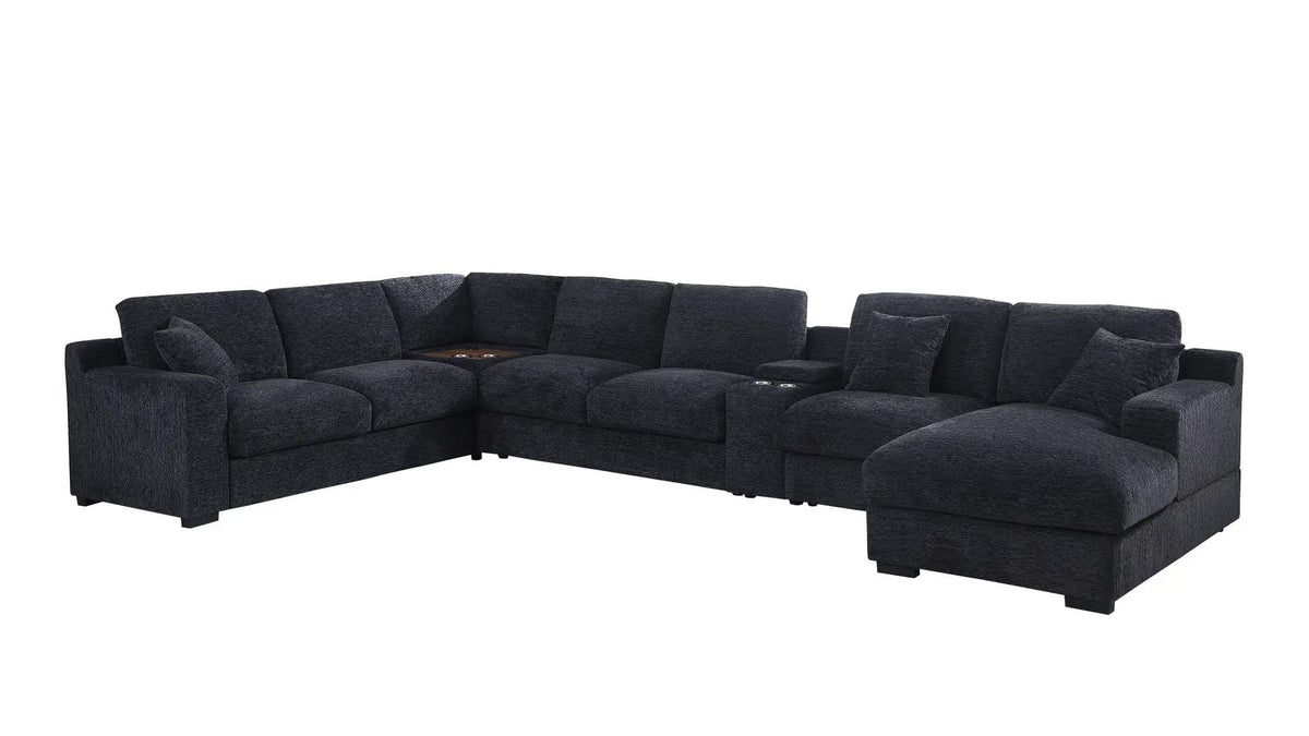 Celine Fabric Corner Sectional Sofa With Right-Facing Chaise, Cupholders, And | 3 Pieces | Fabric | Living Room