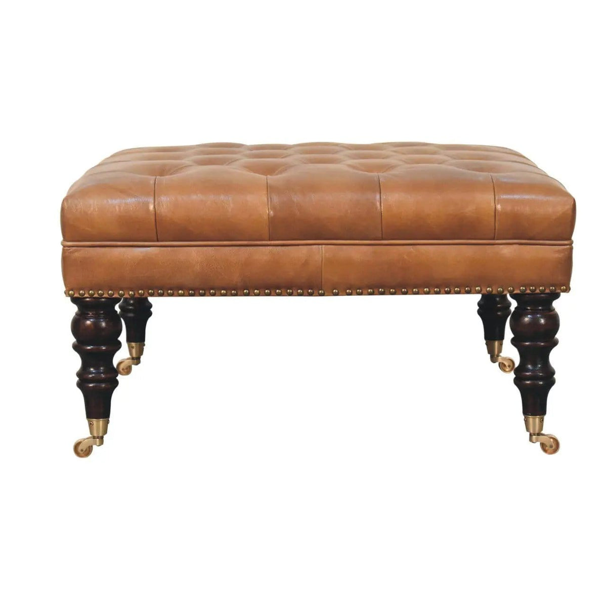 Buffalo Ottoman With Castor Legs | 7 Pieces | Mango Wood | Living Room
