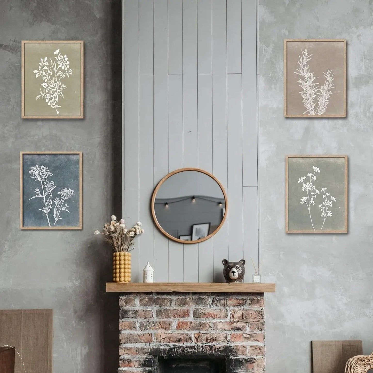 Framed Botanical Wall Art Set Of 4 With Walnut 10x10 Frames from PriceLows™
