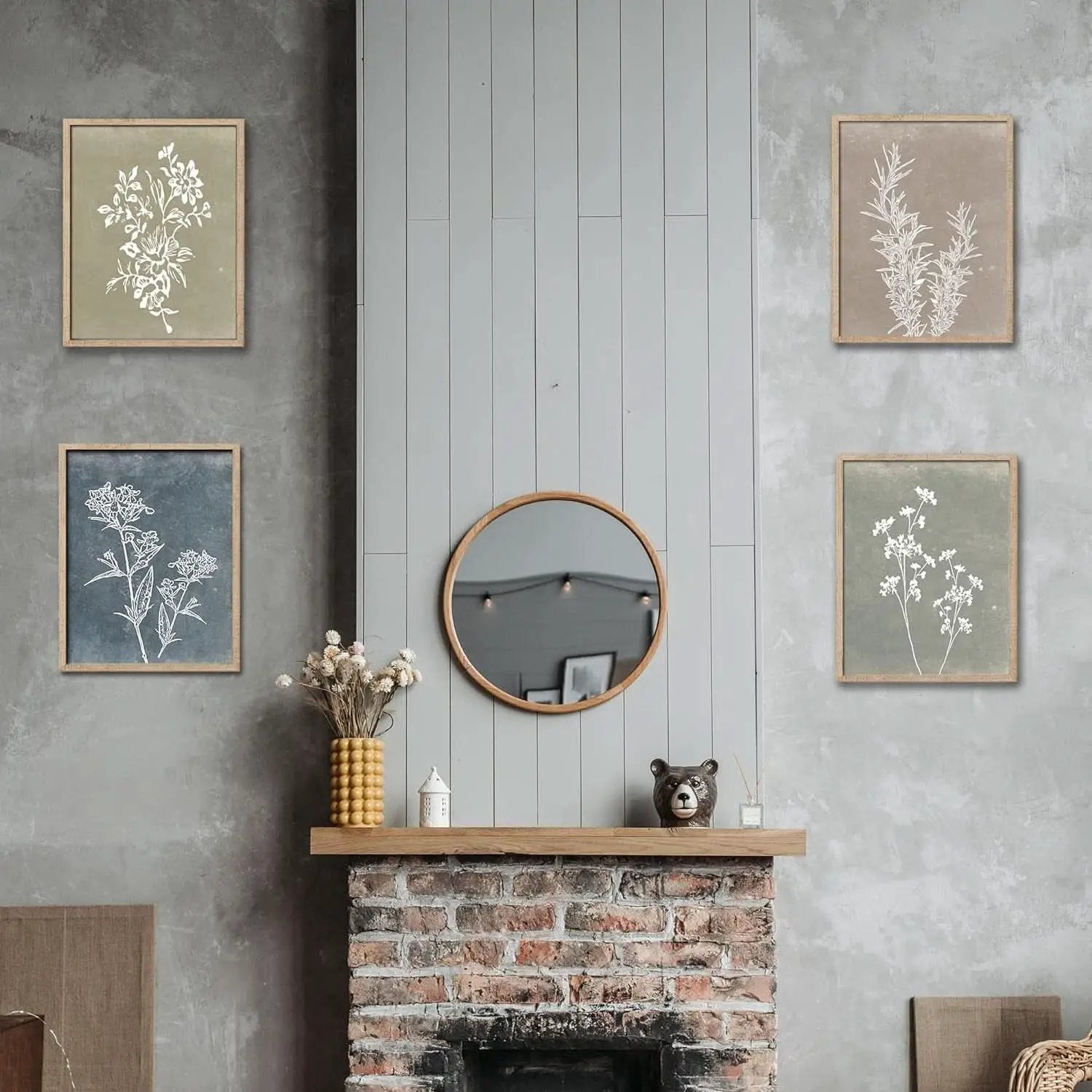 Framed Botanical Wall Art Set Of 4 With Walnut 10x10 Frames from PriceLows™