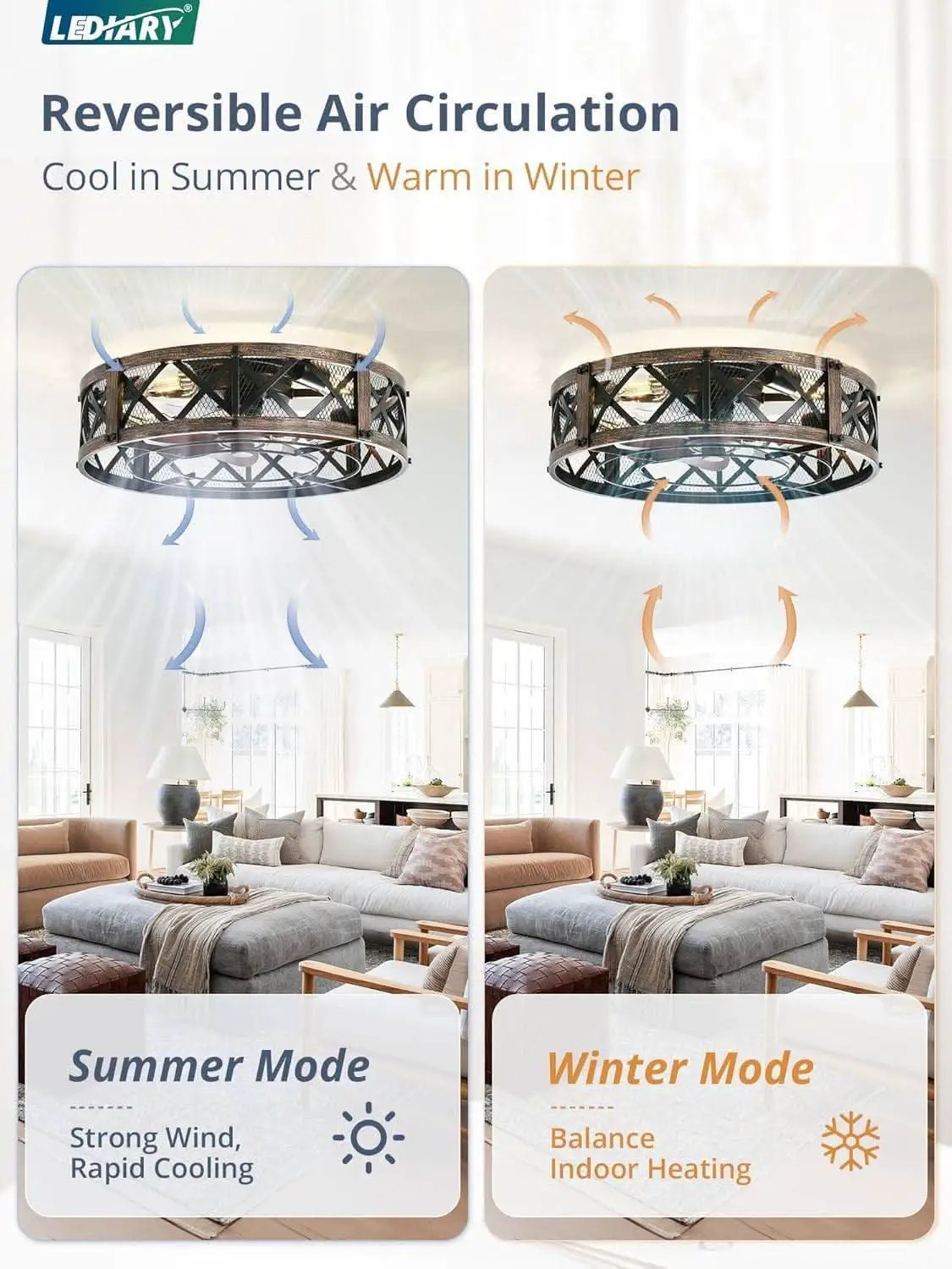 Twenty Inch Caged Ceiling Fan With Integrated Light Black from PriceLows™