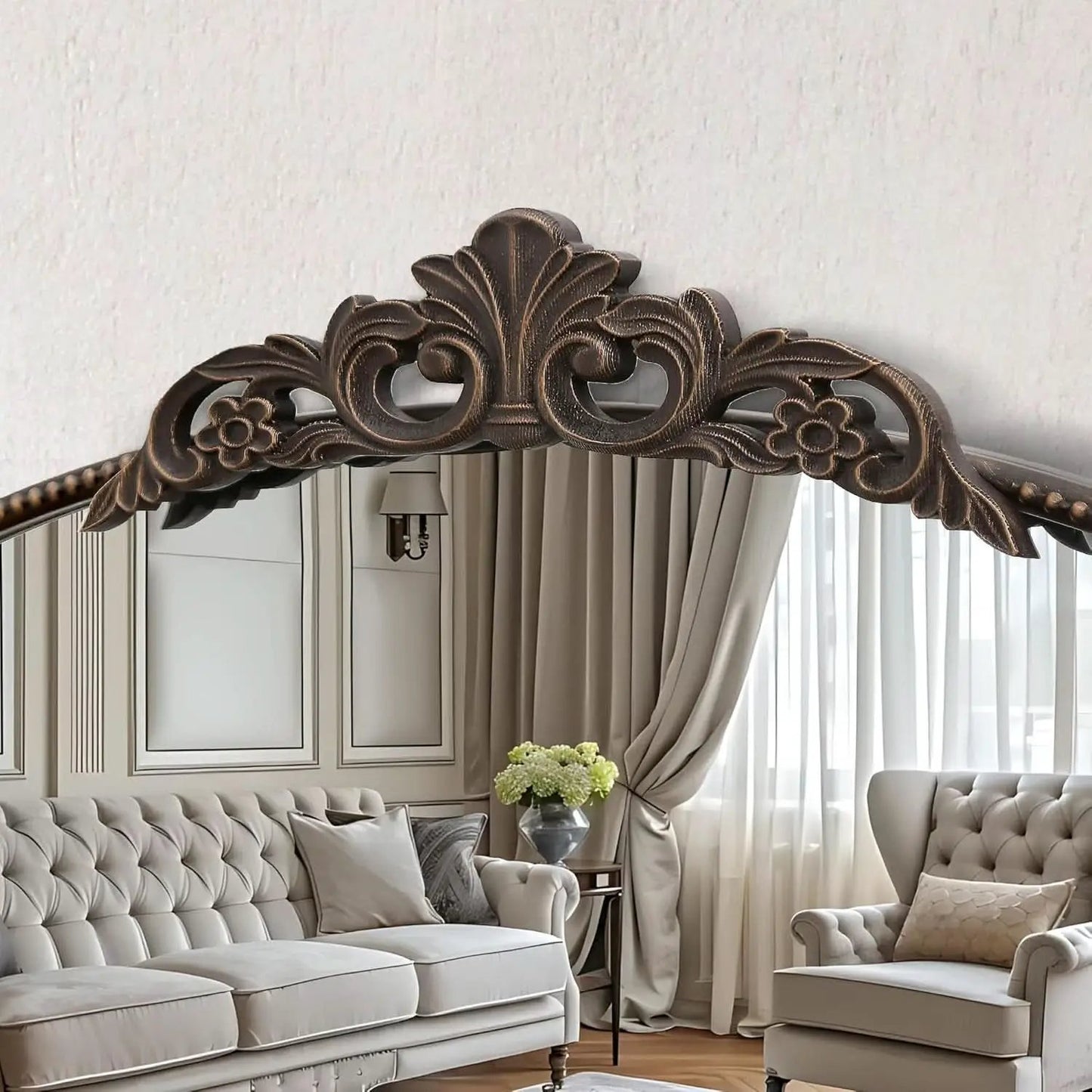 Bronze Vintage Baroque Mirror 40 By 30 Inch Arch Wall Mount from PriceLows™