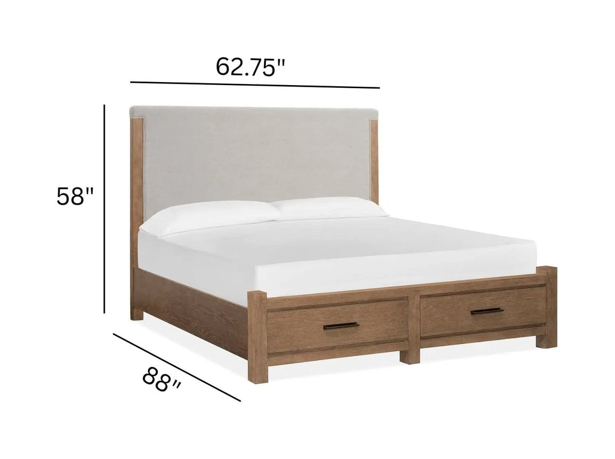 Plum Creek Upholstered Panel Storage Bed | 6 Pieces | Oak Veneer | Bedroom
