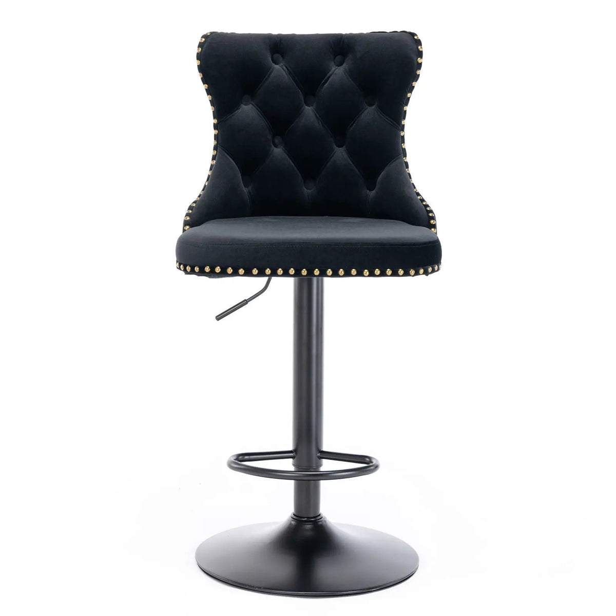 Swivel Barstools | Adjustable Height | Tufted Back With Nailheads | Set of 2
