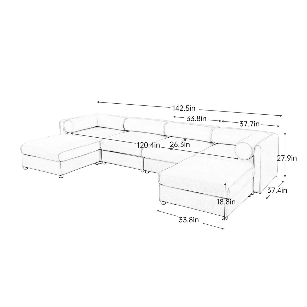 Contemporary Elegant Sofa With Storage And Ottoman 2 Piece Living Room Set | 2 Piece Living Room Set | Living Room Furniture | Living Room