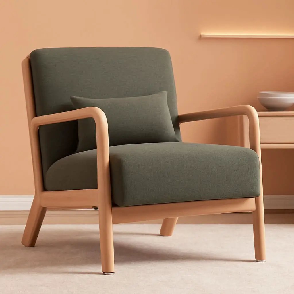 Green Upholstered Mid Century Modern Accent Armchair from PriceLows™
