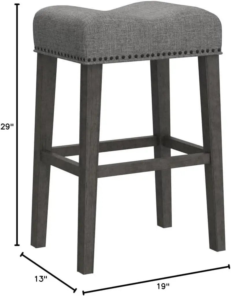 Gray 29 Inch Bar Stools Set Of 2 With Backless Saddle Seat from PriceLows™