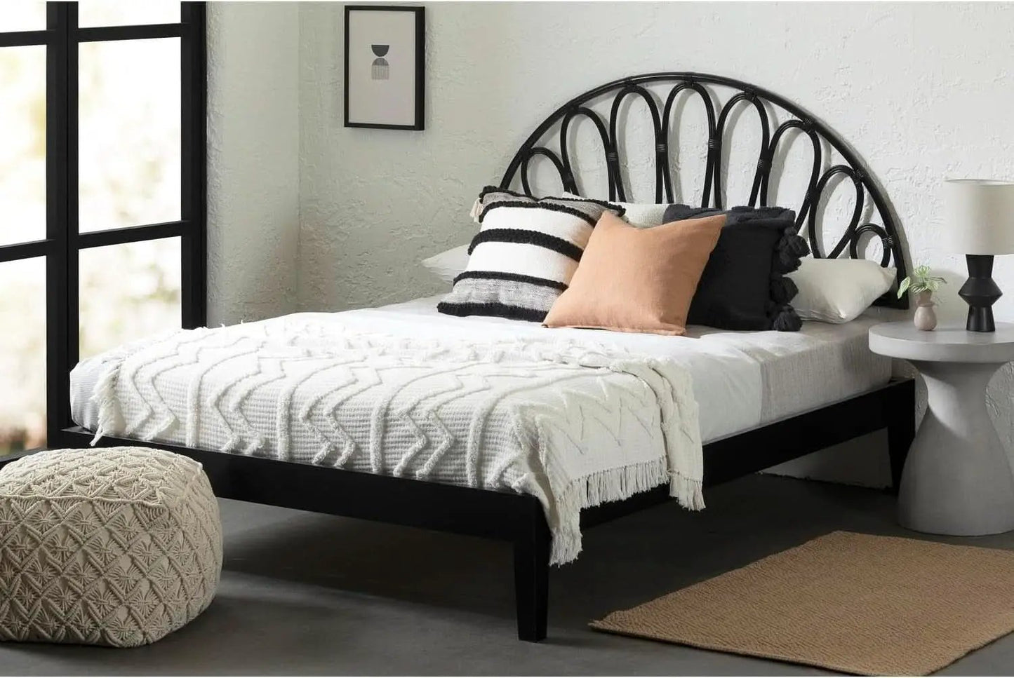 Elegant Wall-Mounted Headboard With Curvaceous Flower Petals from PriceLows™