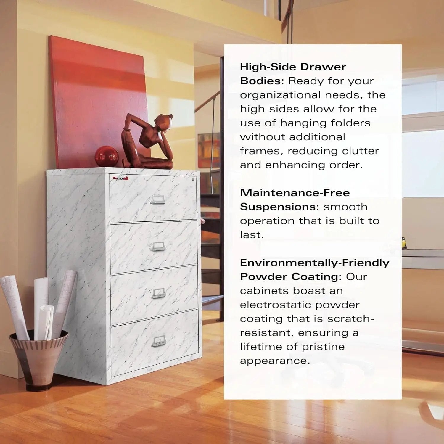 White 4 Drawer Fire Safe Lateral File Cabinet 1 Hour from PriceLows™