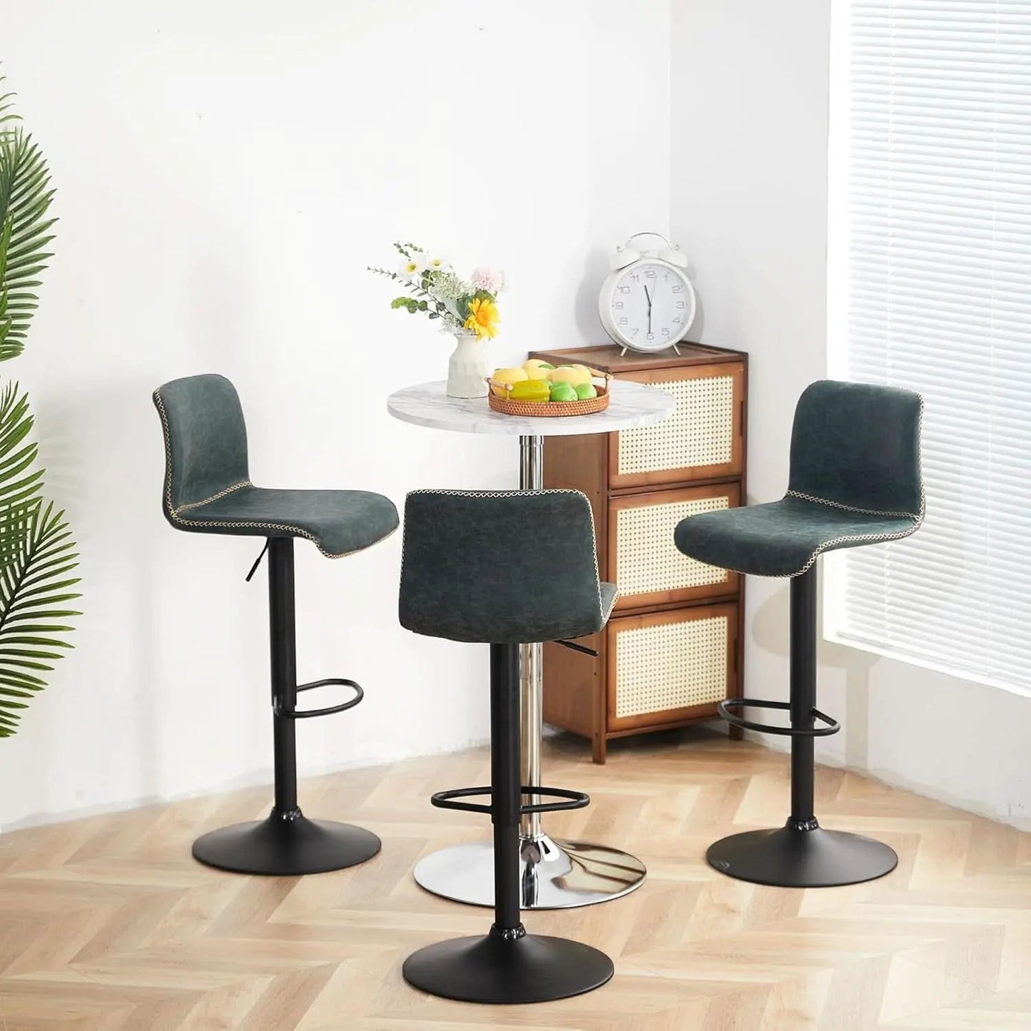 Teal Bar Stools Set Of 3 Adjustable Height 24 To 32 Inches from PriceLows™