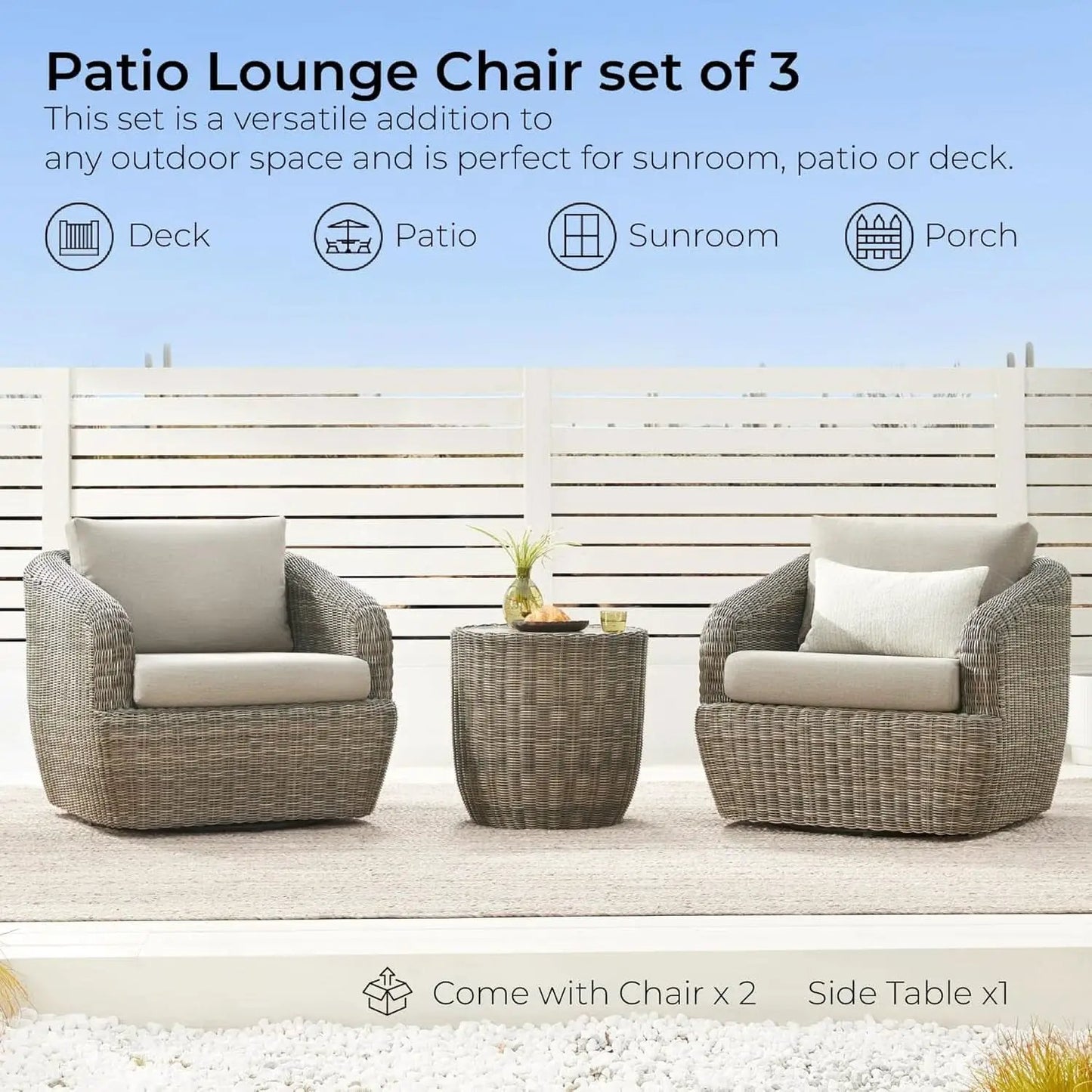 Outdoor Rattan Bistro Set With Comfortable Removable Cushions from PriceLows™