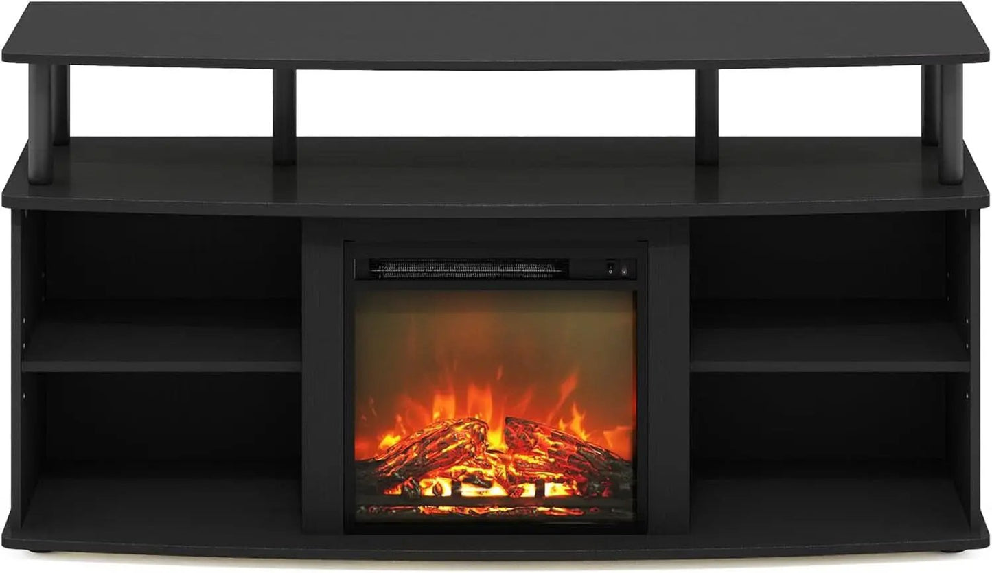 Jensen Open Shelving TV Entertainment Center With Electric Fireplace 55 Inch from PriceLows™