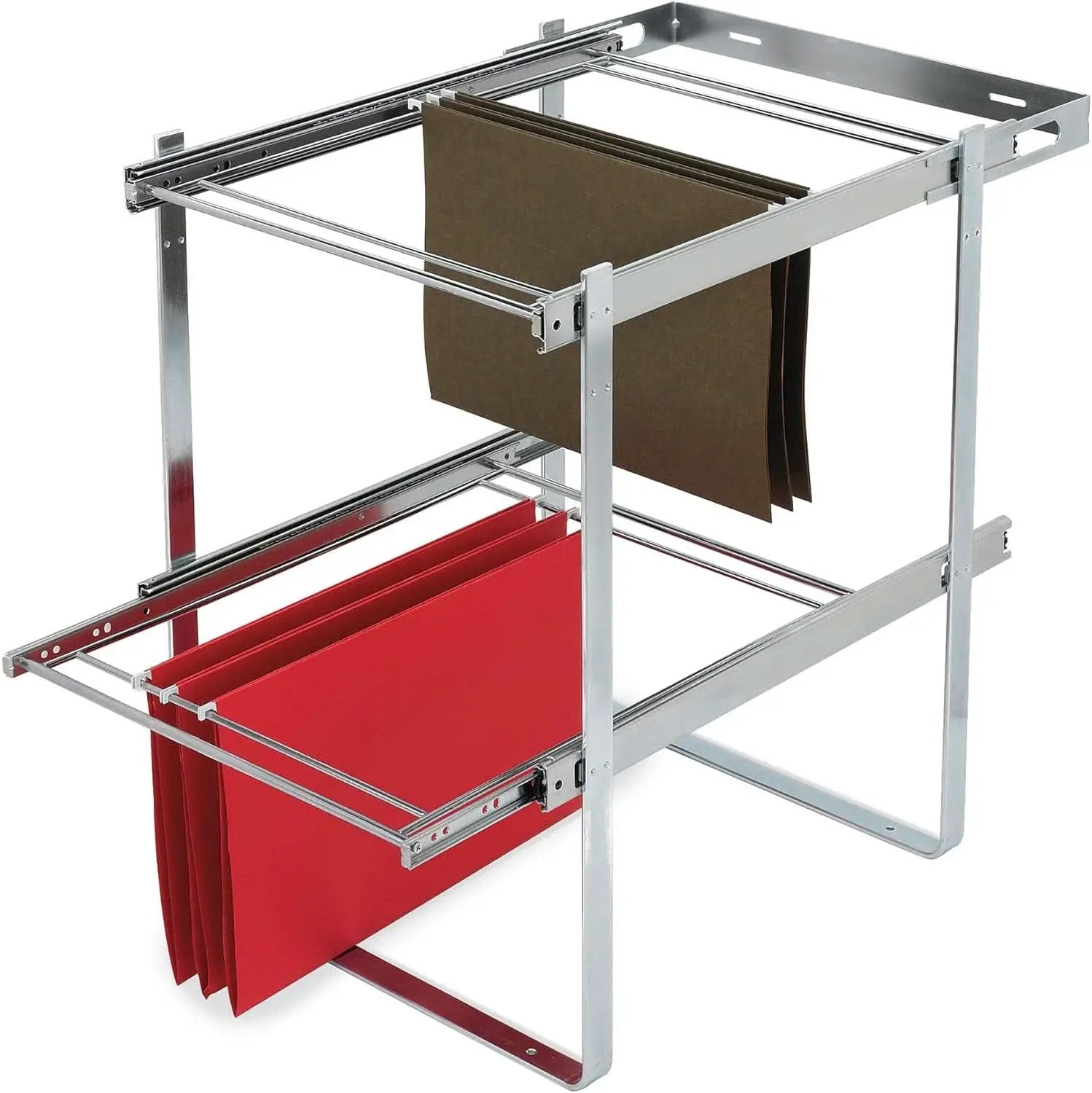Two Tier Base Cabinet File Drawer Organizer Chrome 14.5 in from PriceLows™