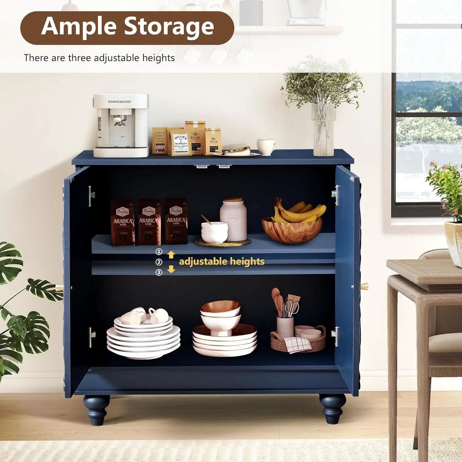 Midnight Blue Luxury Accent Sideboard With 2 Doors from PriceLows™