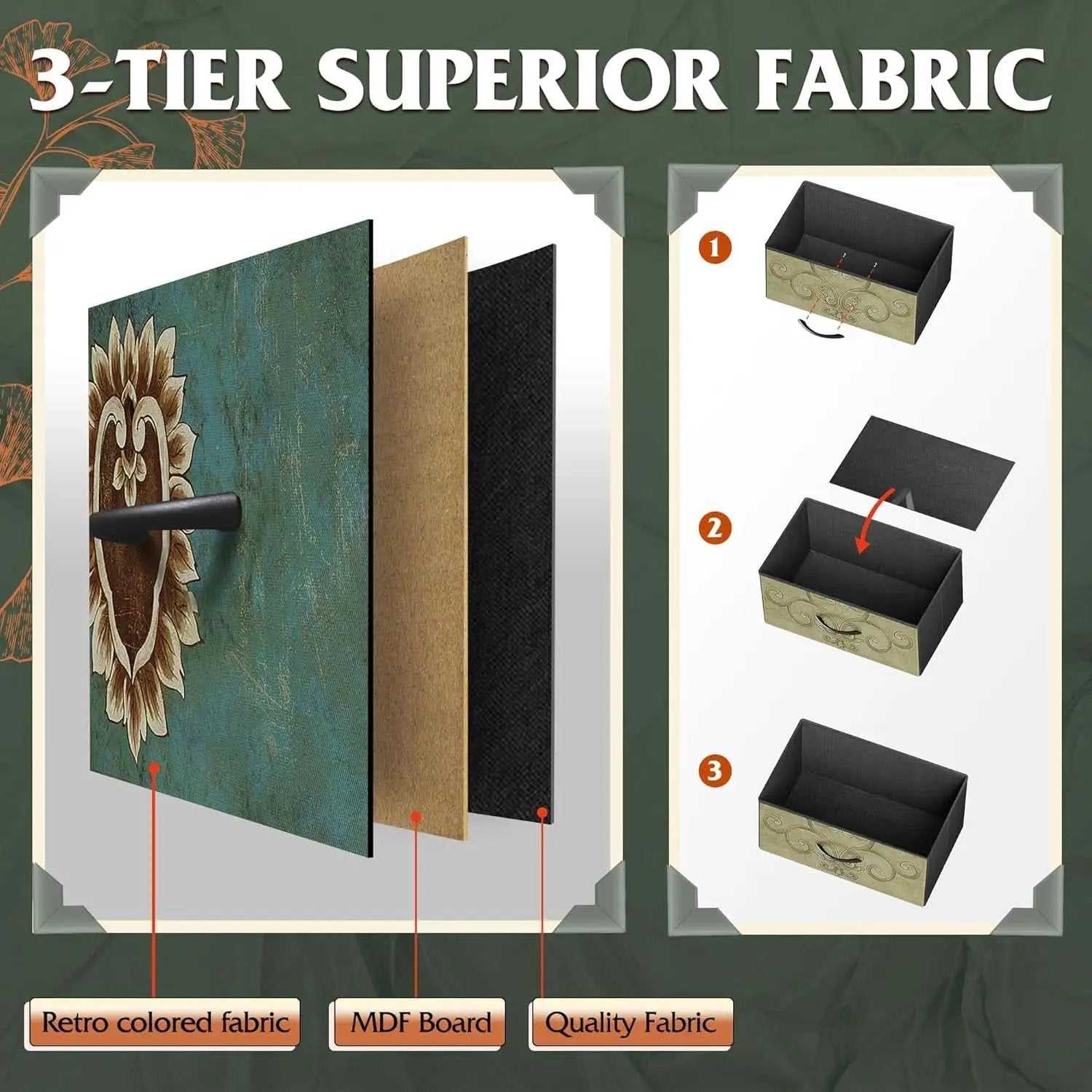 9 Drawer Dresser With Fabric Bins Floral Pattern Wood Top from PriceLows™