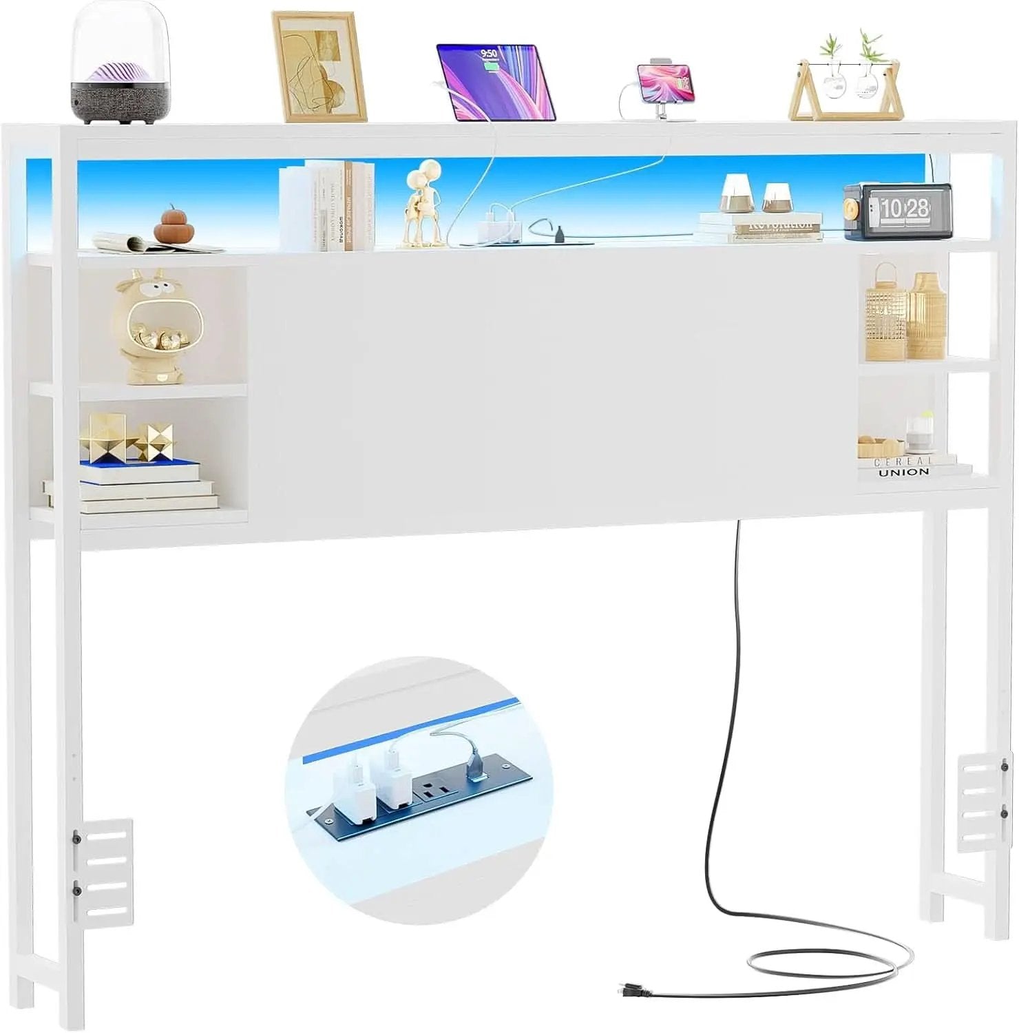 Full Size Headboard With Storage RGB LED Lighting from PriceLows™