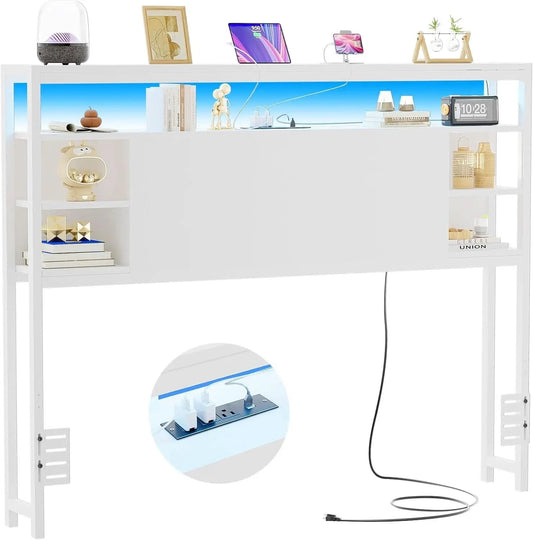 Full Size Headboard With Storage RGB LED Lighting from PriceLows™