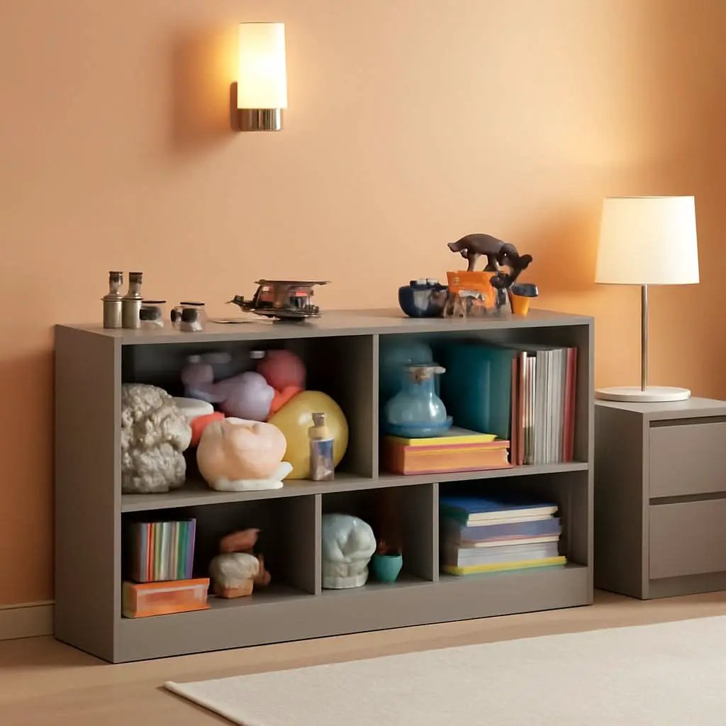 Grey 5 Section Toy Organizer And Bookshelf For Kids Storage from PriceLows™