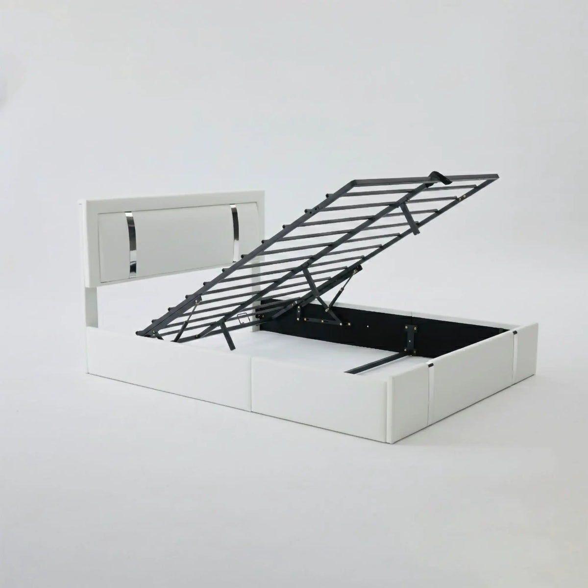 Upholstered Platform Bed Frame | Adjustable LED Headboard | Hydraulic Lift