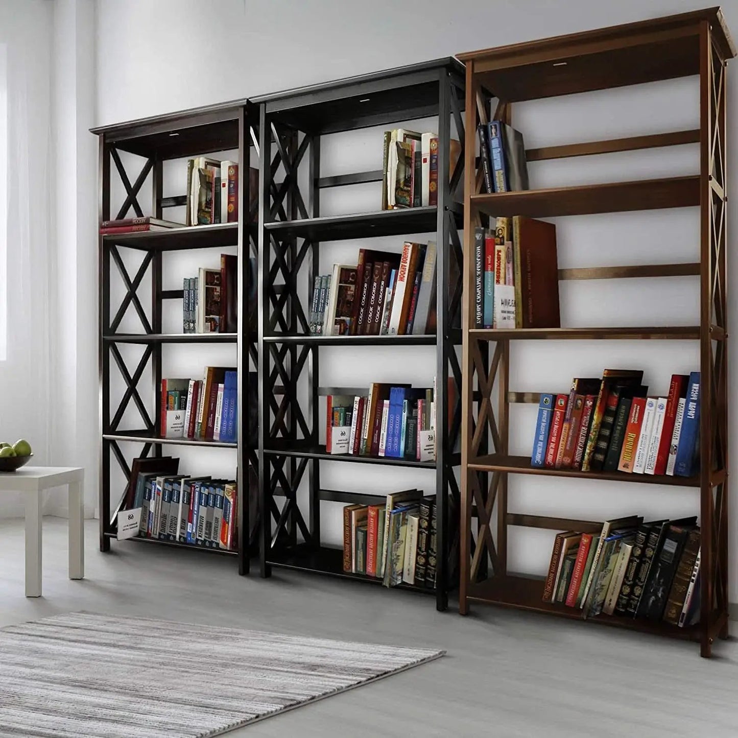 Espresso Montego Five Shelf Bookcase With X Design from PriceLows™