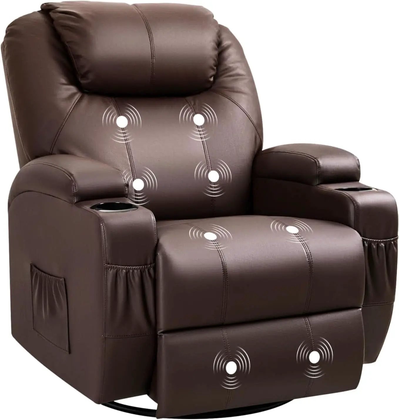 Dark Brown 360 Degree Swivel Recliner Chair With Massage from PriceLows™