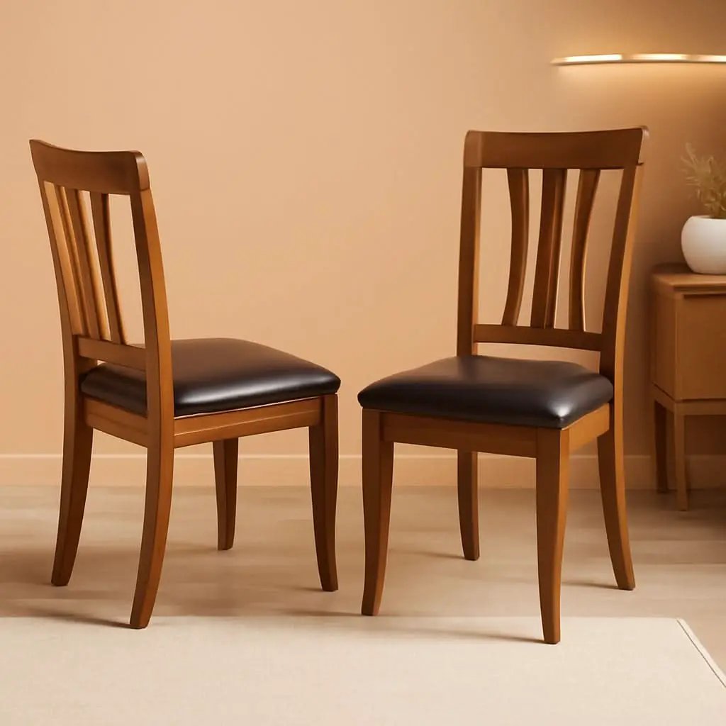 Avon Dining Chairs Set Of 2 Saddle Brown Faux Leather Upholstered Wood from PriceLows™