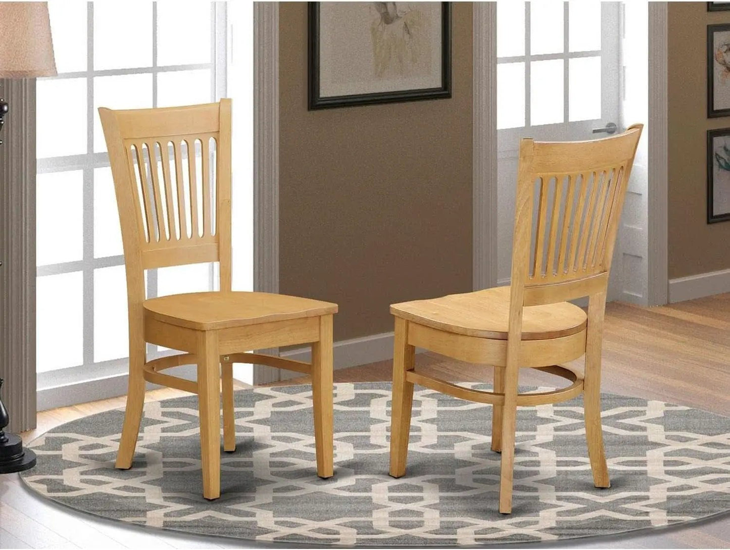 Vancouver Slat Back Wooden Seat Dining Chairs Oak Set Of 2 from PriceLows™