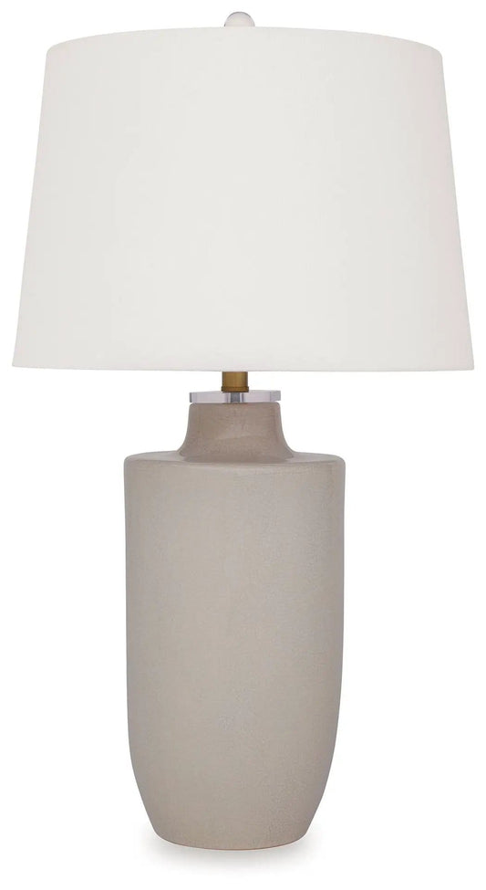 Cylener Ceramic Table Lamp | 16.88 x 16.88 x 30.38 in | Fabric & Ceramic | Off White