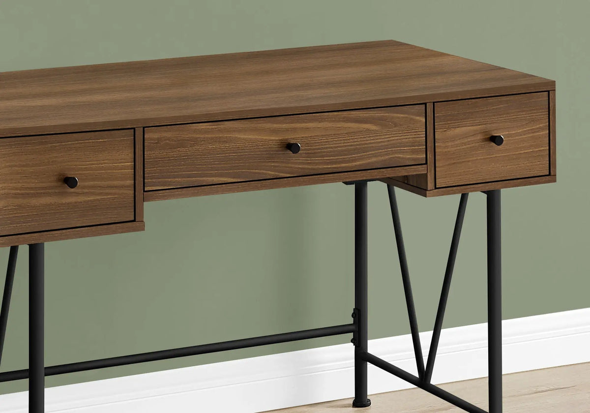 Transitional Computer Desk | Stylish Thick Paneled Design | Two Side Drawers | 30.5 Inch Height