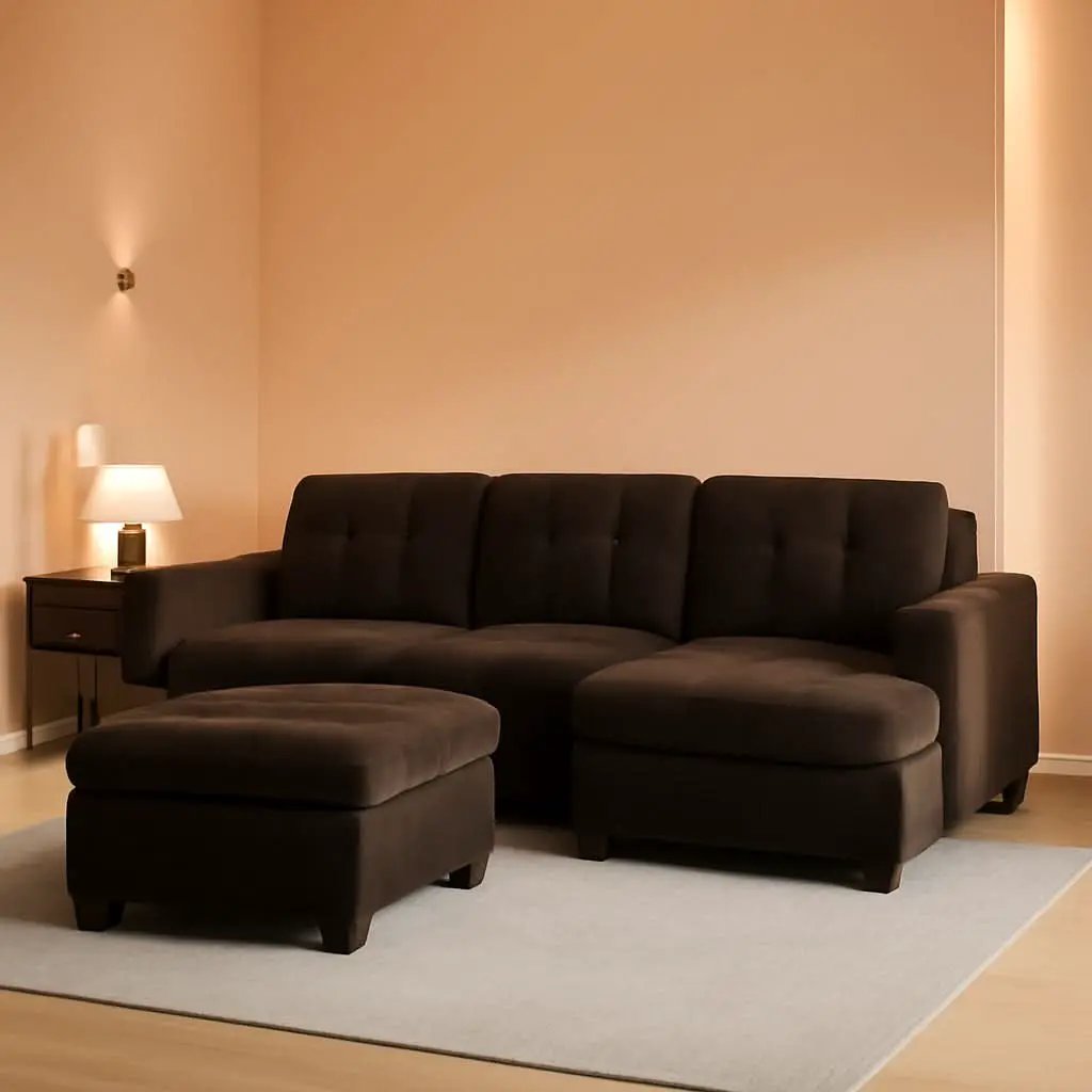 Emilio 2 Piece Reversible Sectional Sofa Chocolate from PriceLows™