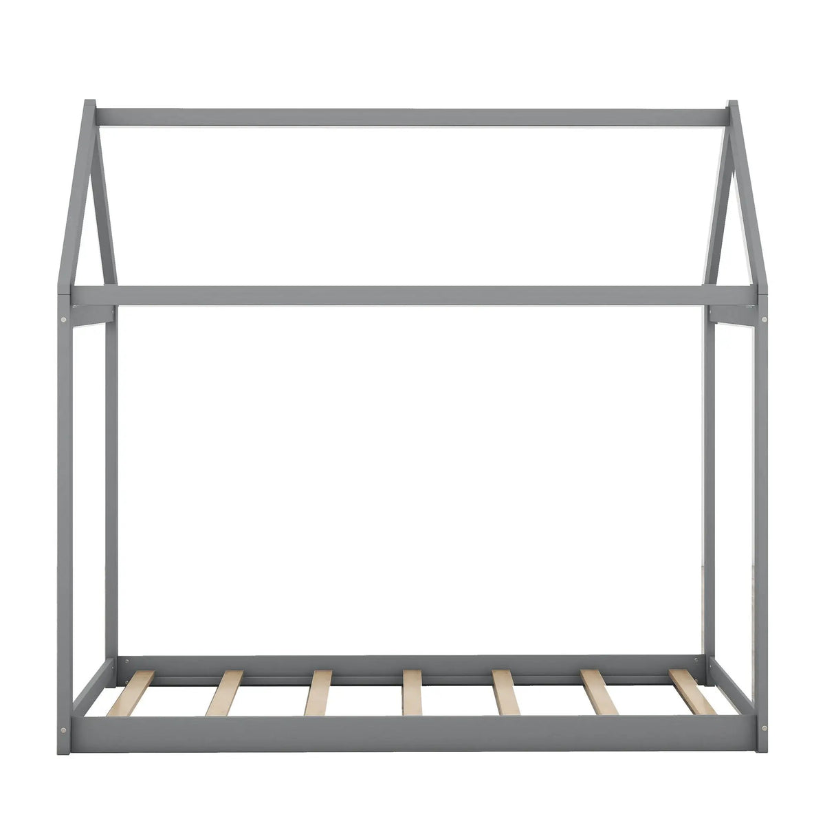 Wooden House Shaped Bed | Roof-Like Structure | Low Profile Design | 78.3 Inch Length