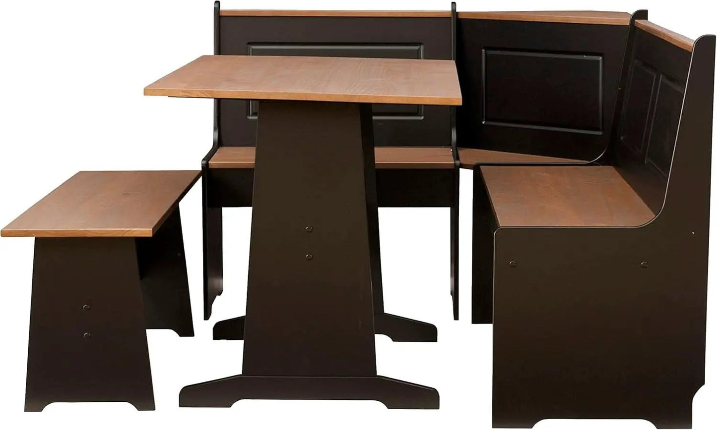 Black Pecan Five Seat Dining Set With Storage Benches from PriceLows™