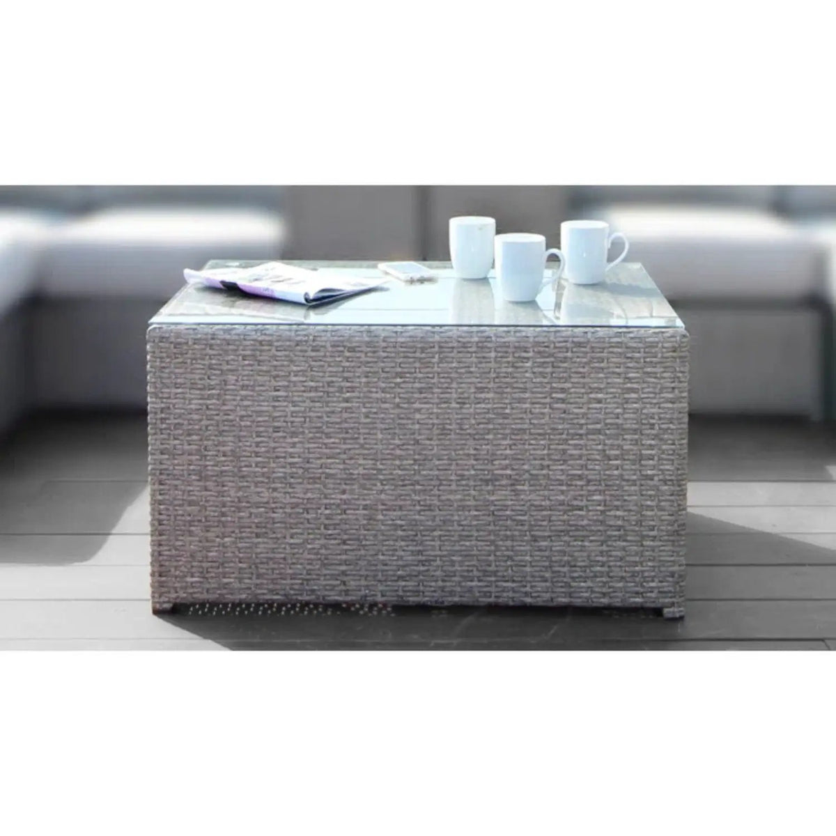 Rectangular Coffee Table | Glass Top | Sturdy Base | 33 Inch Width