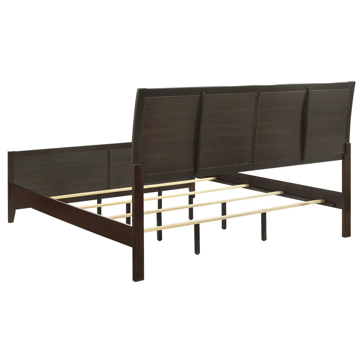 Carlton Wood Eastern King Panel Bed | 79.25 x 86.5 x 50.5 in | Rubberwood & Engineered Wood | Cappuccino