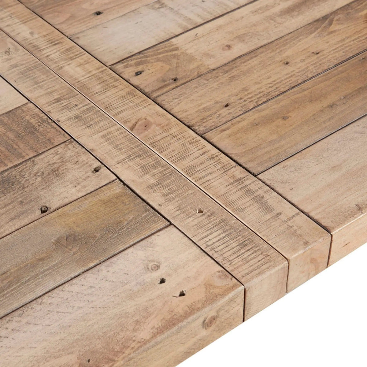 Rustic Dining Table With Metal Support - | 36 x 72 x 30 in | Pine Wood & Metal | Natural