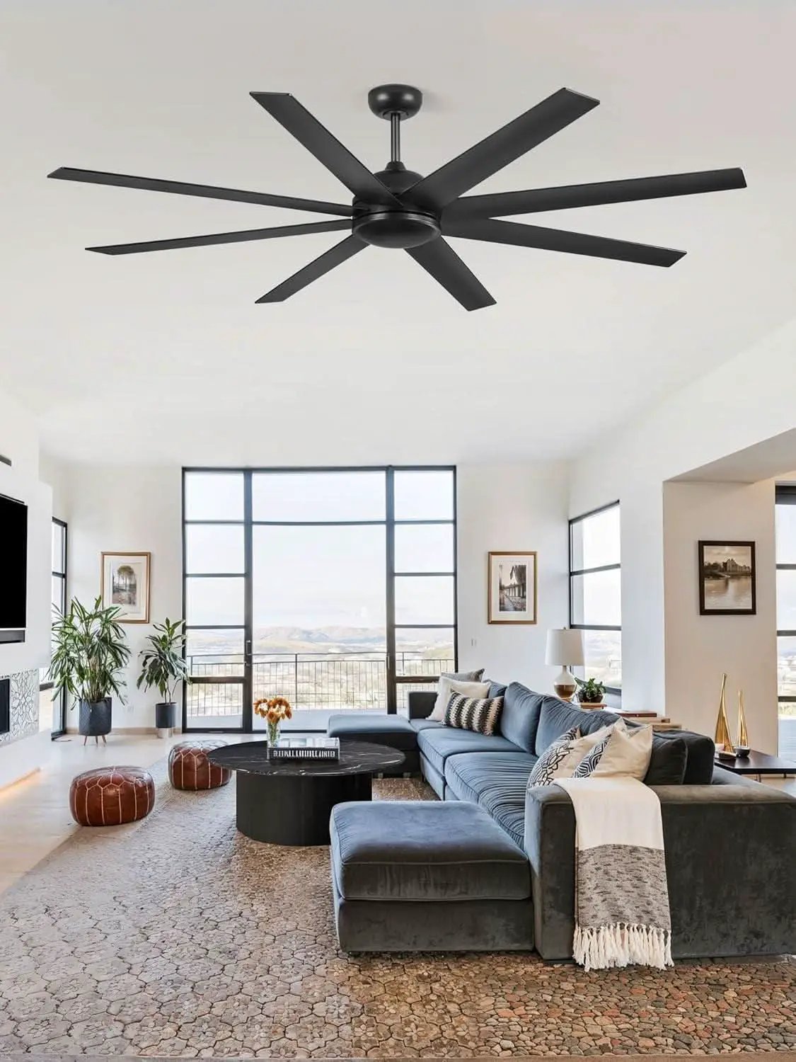 72 Inch Black Ceiling Fan With Remote DC Motor For Indoor Outdoor from PriceLows™
