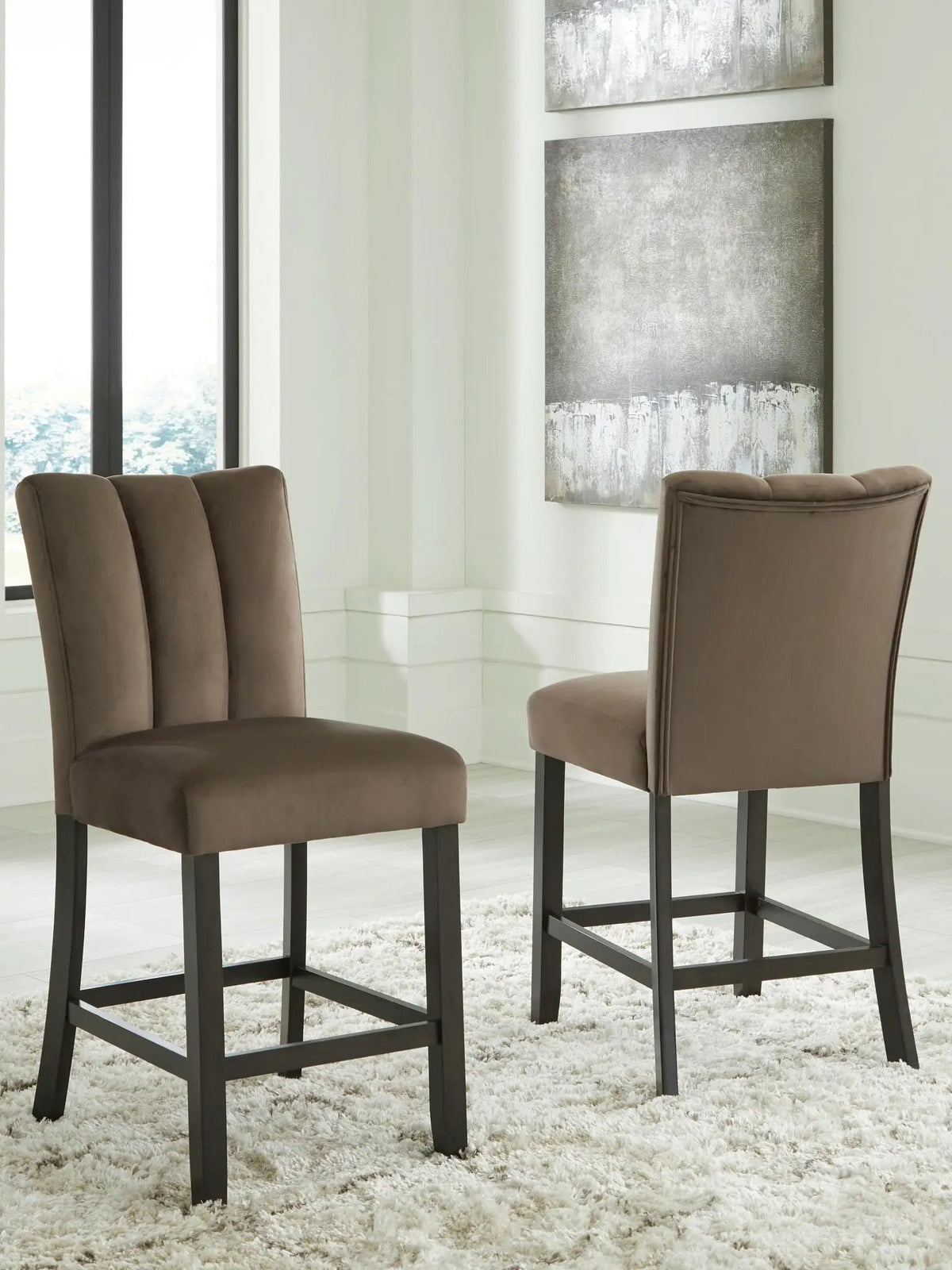 Jeshina Upholstered Barstool | Set Of 2 | Mocha | 25.38 Inch Seat Height