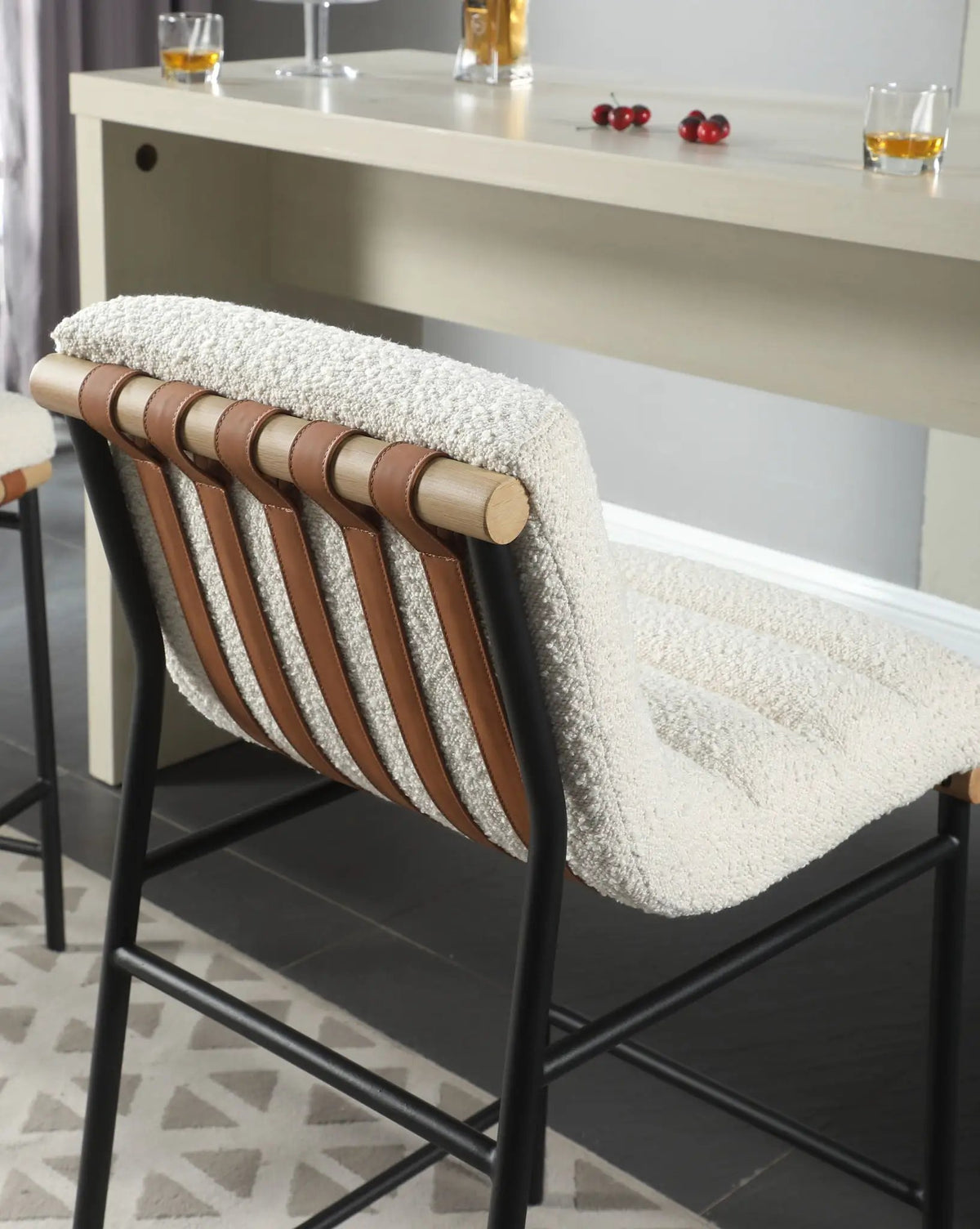 Lahni Boucle Counter Height Chair | 17 Inch Seat Width | Fabric Upholstery | Modern Design