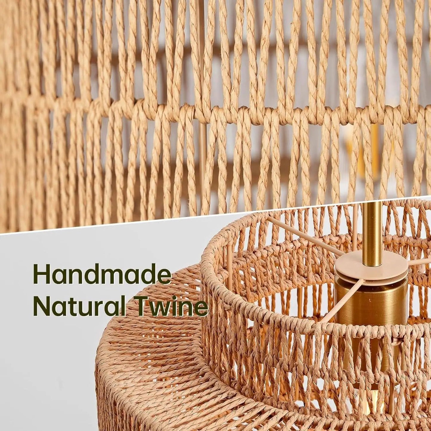 Boho Rattan Chandelier Handwoven Pendant Light Natural from PriceLows™