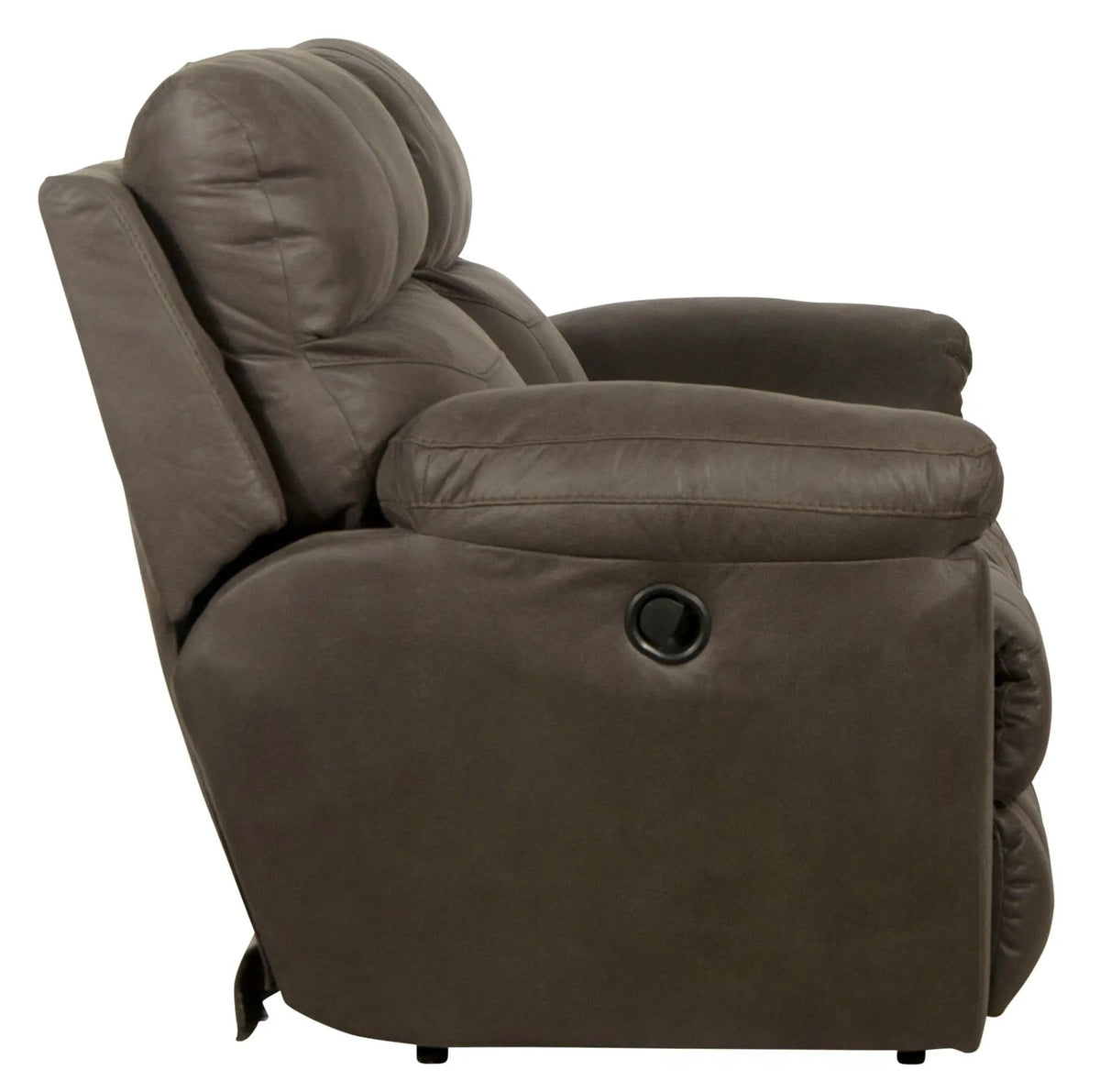Atlas Reclining Console Loveseat With Storage | 86 x 43 x 43 in | Faux Leather & Fabric | Charcoal