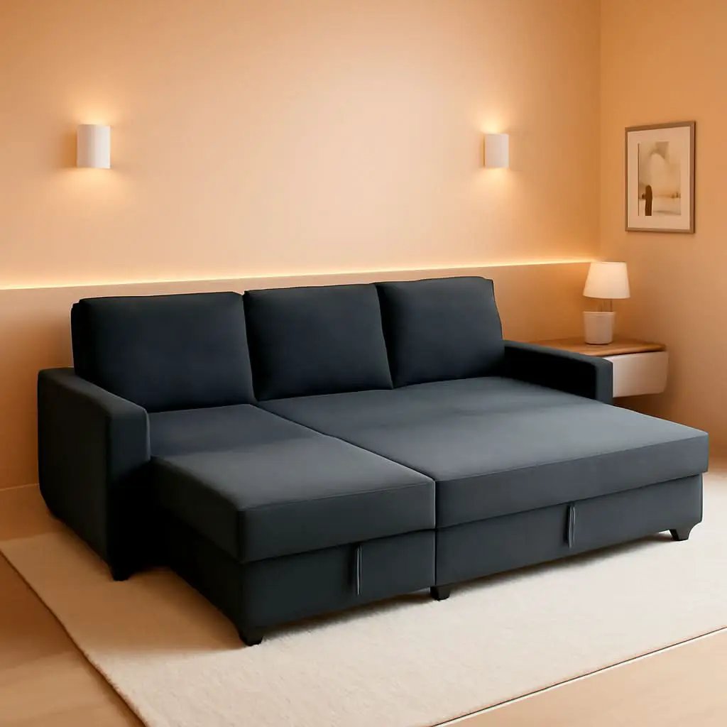 Dark Grey LShaped Convertible Sleeper Sofa Durable from PriceLows™