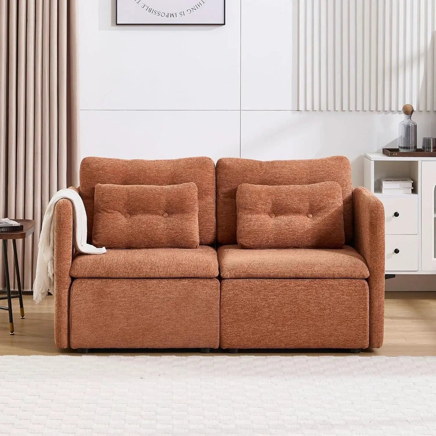 56 Inches Wide Chenille Sectional Loveseat Espresso from PriceLows™